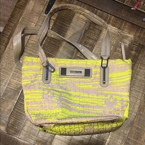 Calvin Klein Lime and Taupe Shoulder Bag